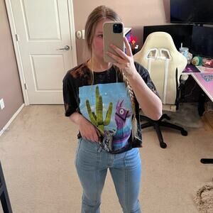 Fortnite Llama Loot Pinata Bleach Upcycled Cropped Top